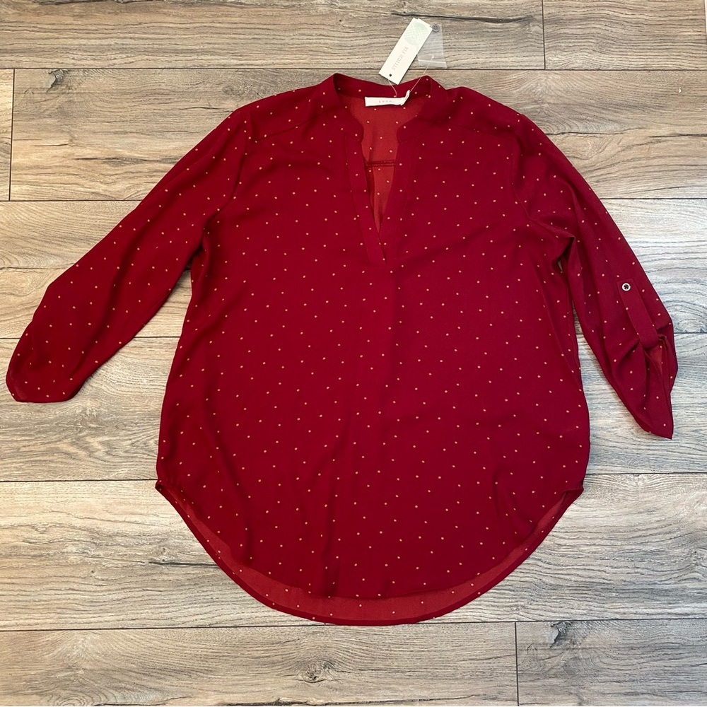 Lush Burgundy Polka Dot Blouse